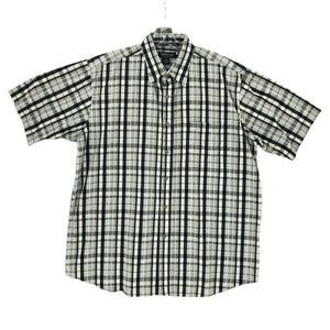 Renegade Mens Button Up Shirt 2XL XXL Gray Black Plaid Short Sleeve Casual Adult